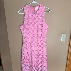 Pink Floral Lace Dress